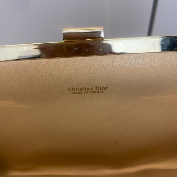Dior Vintage Monograph Gold Clutch with Coin Purse Designer Logo - Picture 5 of 14